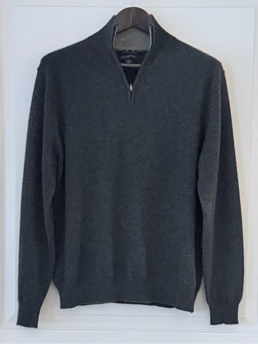 Charter Club Men's Cashmere Dark Charcoal Zip-Up Sweater